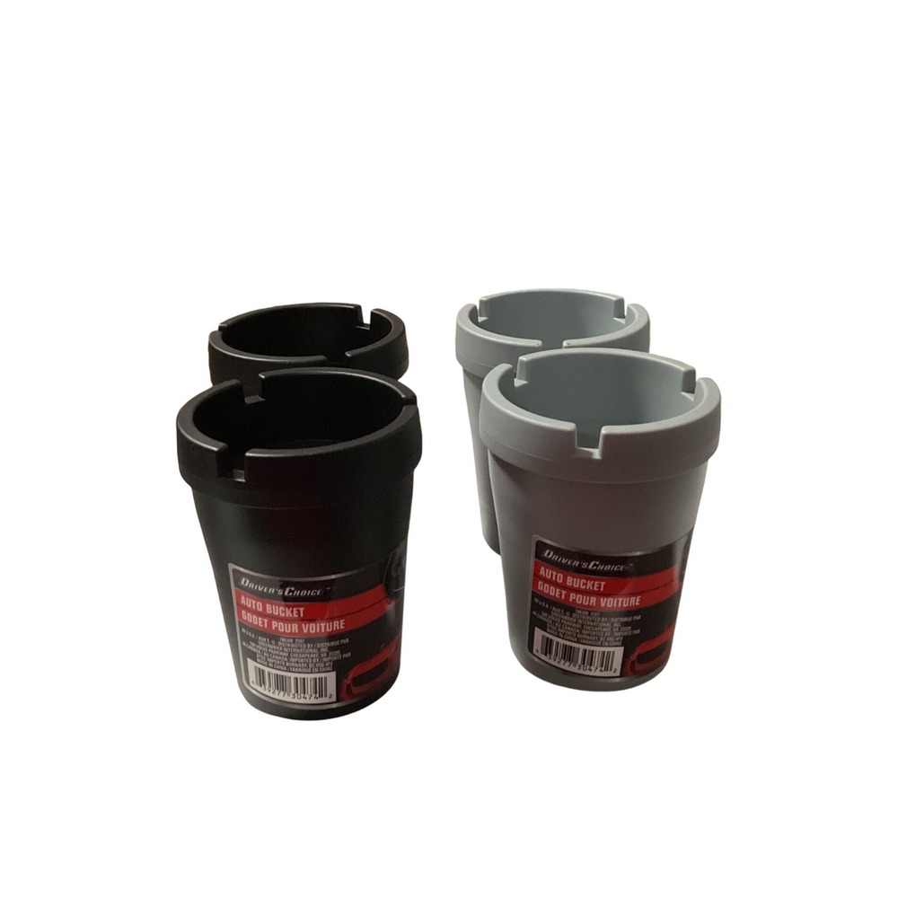 4 Pack Driver's Choice Auto Bucket Portable‎ Car Ashtray Cup Holder Black Grey